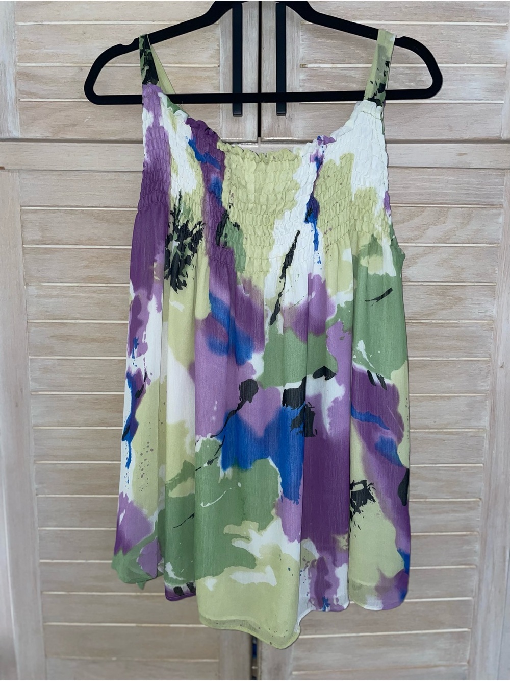 Chiffon lined flowy Smocked Spaghetti-Strap Camisole